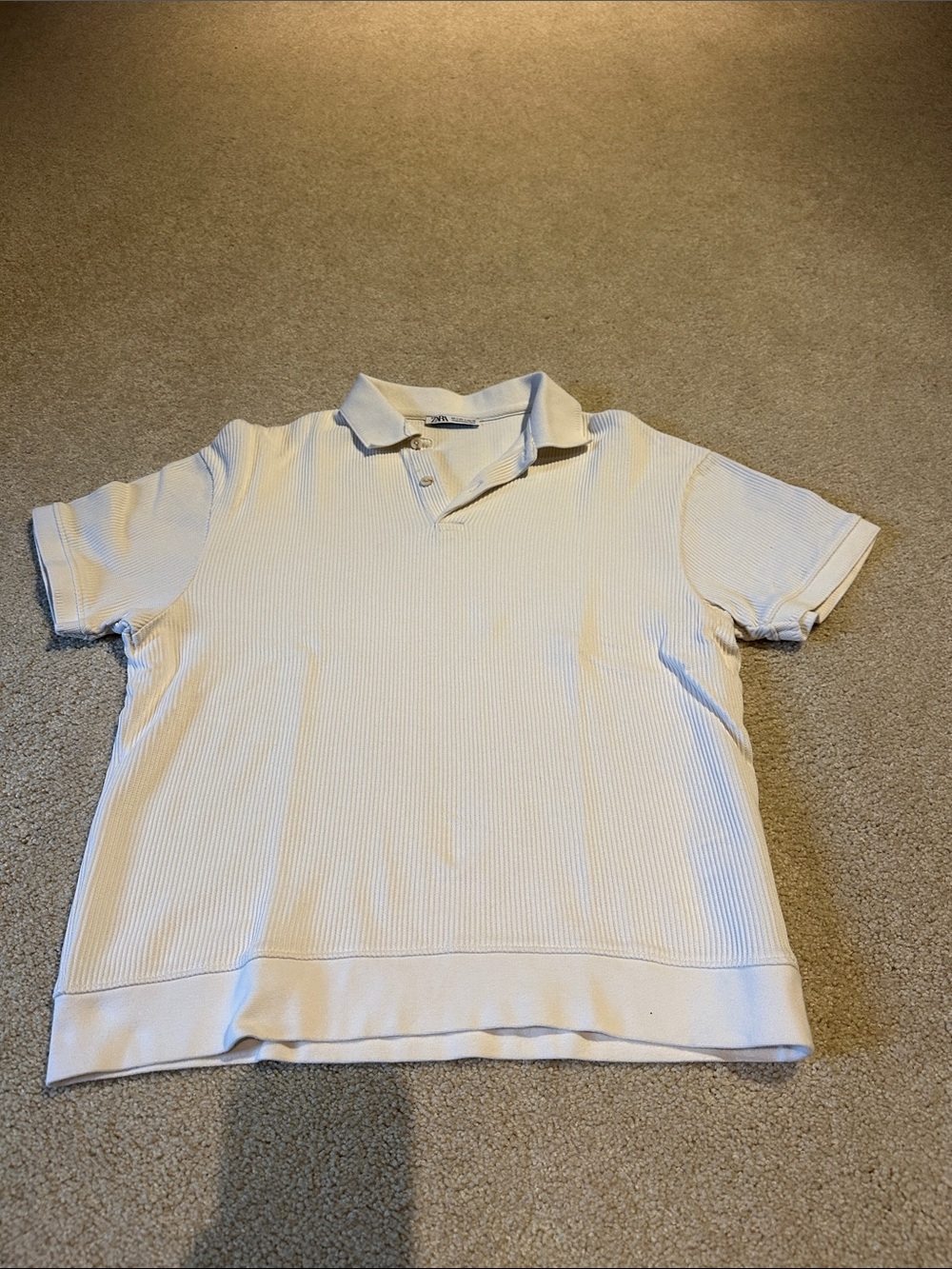 ZARA Men’s White Textured Polo